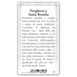 Santino Santa Rosalia con preghiera e finiture in oro a caldo