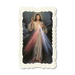 Santino in carta telata color avorio di Gesù Misericordioso