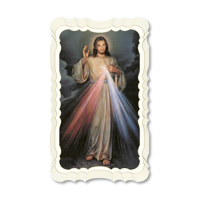 Santino in carta telata color avorio di Gesù Misericordioso Santino in carta telata color avorio di Gesù Misericordioso