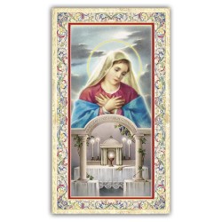 Santino Madonna del Santissimo Sacramento con preghiera e finiture in oro a caldo