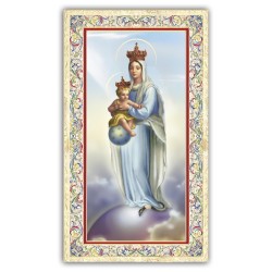 Santino Madonna della Vittoria con preghiera e finiture in oro a caldo