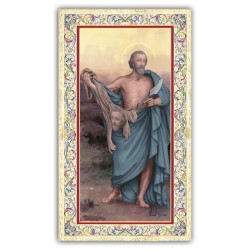 Santino San Bartolomeo Apostolo con preghiera e finiture in oro a caldo