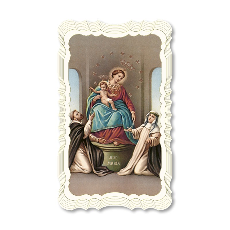 Santino in carta telata color avorio della Madonna di Pompei Santino in carta telata color avorio della Madonna di Pompei