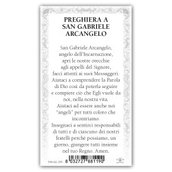 Santino Arcangelo Gabriele con preghiera e finiture in oro a caldo