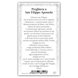 Santino San Filippo Apostolo con preghiera e finiture in oro a caldo