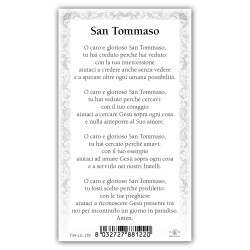 Santino San Tommaso Apostolo con preghiera e finiture in oro a caldo