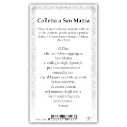 Santino San Mattia con preghiera e finiture in oro a caldo