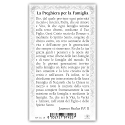 Santino Sacra Famiglia con preghiera e finiture in oro a caldo