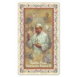 Santino Beato Papa Giovanni Paolo II con preghiera e finiture in oro a caldo