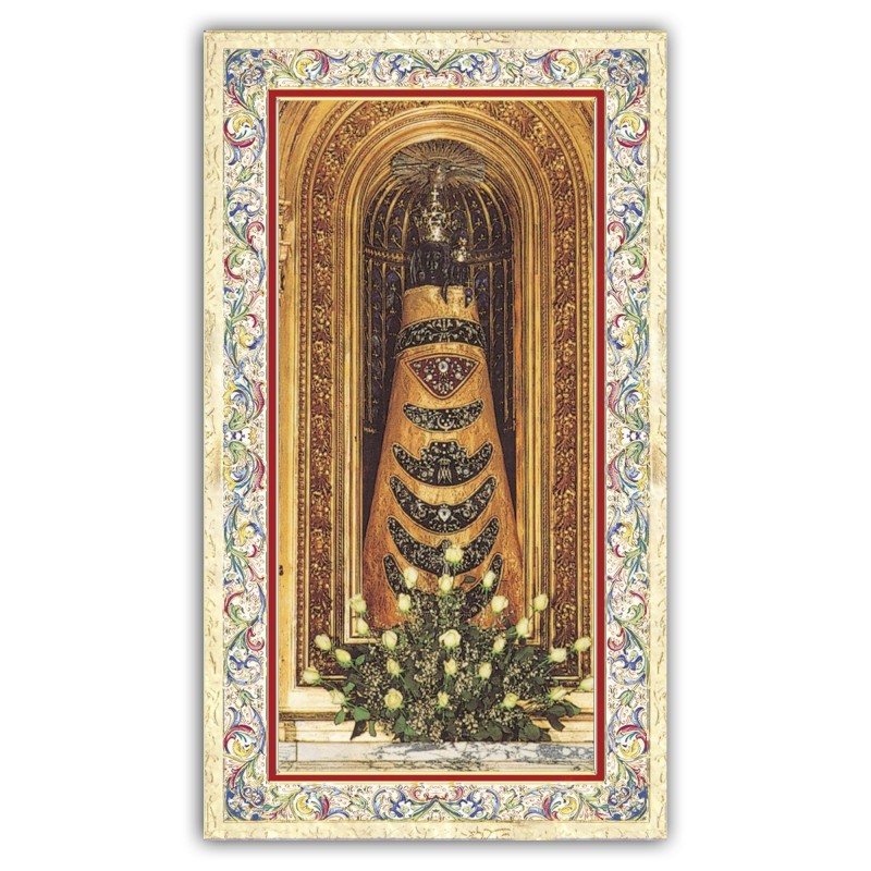 Santino Statua della Madonna di Loreto con preghiera e finiture in oro a caldo Santino Statua della Madonna di Loreto con preghiera e finiture in oro a caldo