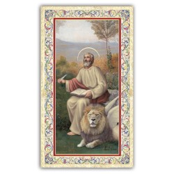 Santino San Marco Evangelista con preghiera e finiture in oro a caldo