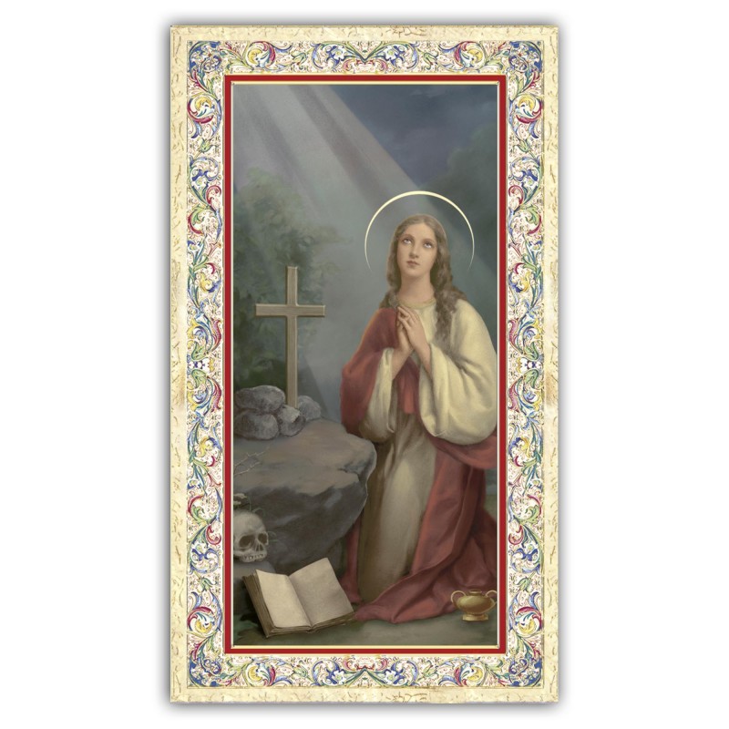 Santino Maria Maddalena con preghiera e finiture in oro a caldo Santino Maria Maddalena con preghiera e finiture in oro a caldo