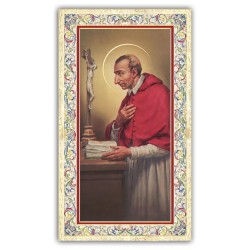 Santino San Carlo Borromeo con preghiera e finiture in oro a caldo