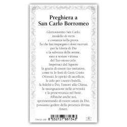 Santino San Carlo Borromeo con preghiera e finiture in oro a caldo