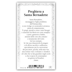 Santino Santa Bernadette con preghiera e finiture in oro a caldo