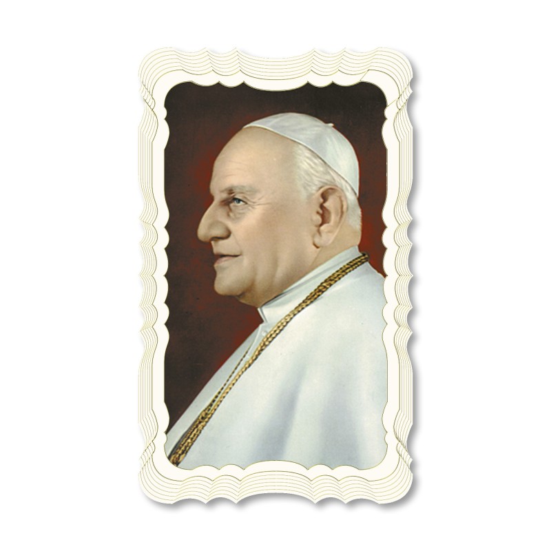 Santino in carta telata color avorio di Papa Giovanni XXIII Santino in carta telata color avorio di Papa Giovanni XXIII