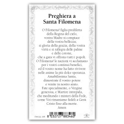 Santino Santa Filomena con preghiera e finiture in oro a caldo