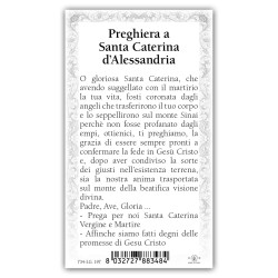 Santino Santa Caterina d'Alessandria con preghiera e finiture in oro a caldo
