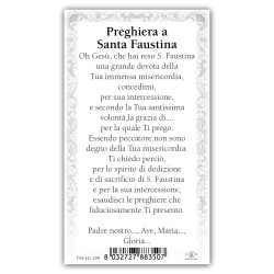 Santino Suor Faustina Kowalska con preghiera e finiture in oro a caldo
