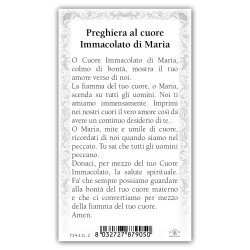 Santino Cuore Immacolato di Maria con preghiera e finiture in oro a caldo