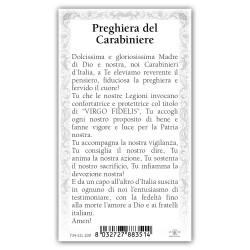 Santino Virgo Fidelis con preghiera e finiture in oro a caldo