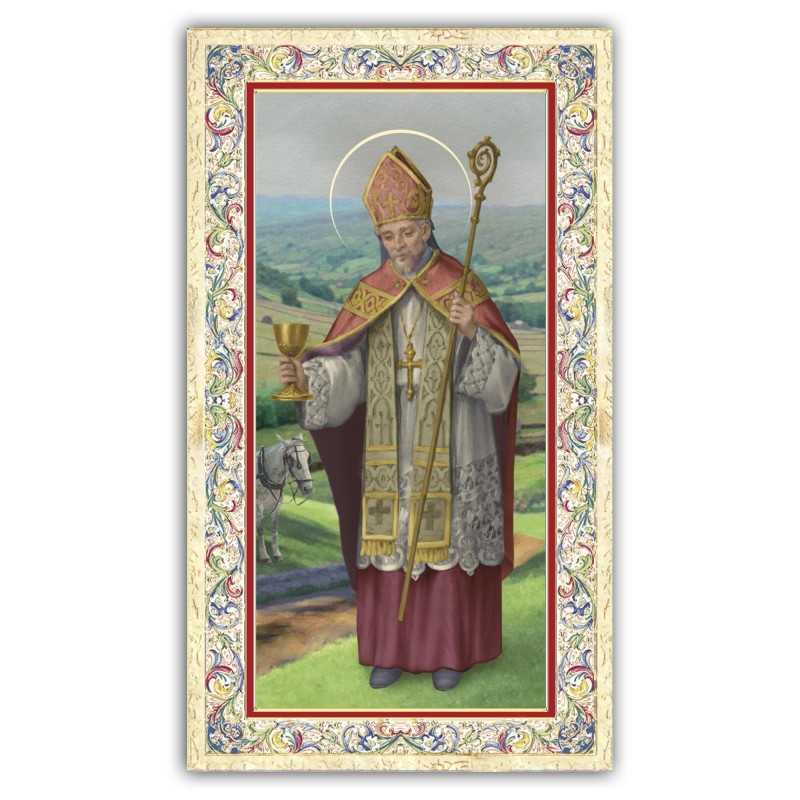 Santino San Riccardo con preghiera e finiture in oro a caldo Santino San Riccardo con preghiera e finiture in oro a caldo