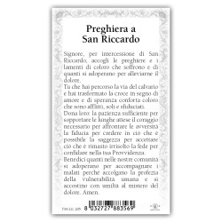 Santino San Riccardo con preghiera e finiture in oro a caldo