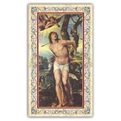 Santino San Sebastiano con preghiera e finiture in oro a caldo