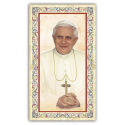Santino Papa Benedetto XVI con preghiera e finiture in oro a caldo