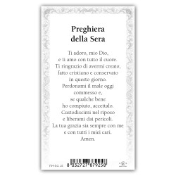 Santino Piccolo Samuele inginocchiato in preghiera con preghiera e finiture in oro a caldo