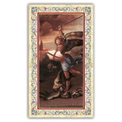 Santino San Michele Arcangelo con preghiera e finiture in oro a caldo