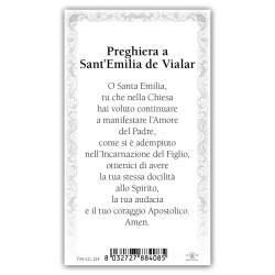 Santino Sant'Emilia de Vialar con preghiera e finiture in oro a caldo