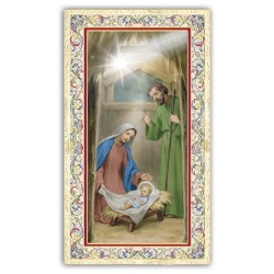 Santino Presepe con preghiera e finiture in oro a caldo