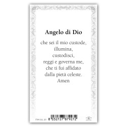 Santino Angelo Custode con preghiera e finiture in oro a caldo