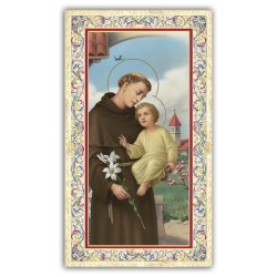 Santino Sant'Antonio da Padova con preghiera e finiture in oro a caldo