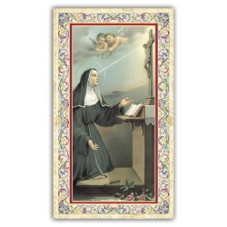 Santino Santa Rita da Cascia con preghiera e finiture in oro a caldo