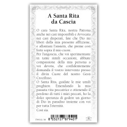 Santino Santa Rita da Cascia con preghiera e finiture in oro a caldo