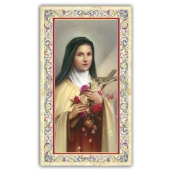 Santino Santa Teresa del Bambin Gesù con preghiera e finiture in oro a caldo