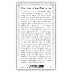 Santino San Benedetto con preghiera e finiture in oro a caldo