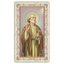 Santino San Pietro Apostolo con preghiera e finiture in oro a caldo