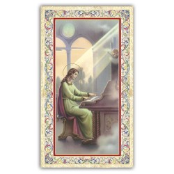 Santino Santa Cecilia con preghiera e finiture in oro a caldo