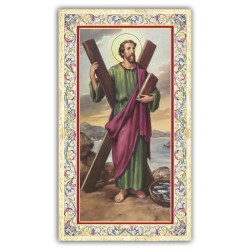 Santino Sant'Andrea Apostolo con preghiera e finiture in oro a caldo