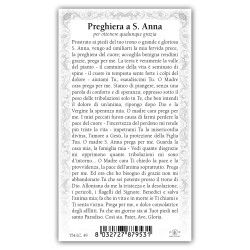 Santino Sant'Anna con preghiera e finiture in oro a caldo