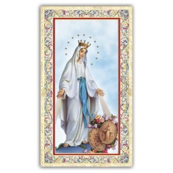 Santino Madonna Incoronata con preghiera e finiture in oro a caldo