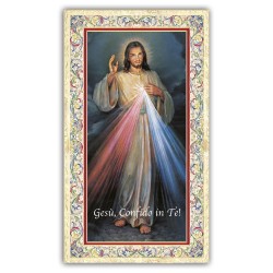 Santino Gesù Misericordioso con preghiera e finiture in oro a caldo