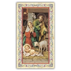 Santino Natività con preghiera e finiture in oro a caldo