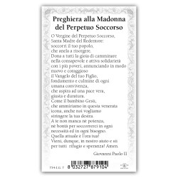 Santino Madonna del Perpetuo Soccorso con preghiera e finiture in oro a caldo