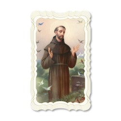 Santino in carta telata color avorio di San Francesco d'Assisi