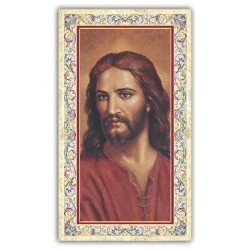 Santino volto di Cristo con preghiera e finiture in oro a caldo
