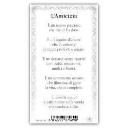 Santino immagine simbolica con preghiera e finiture in oro a caldo
